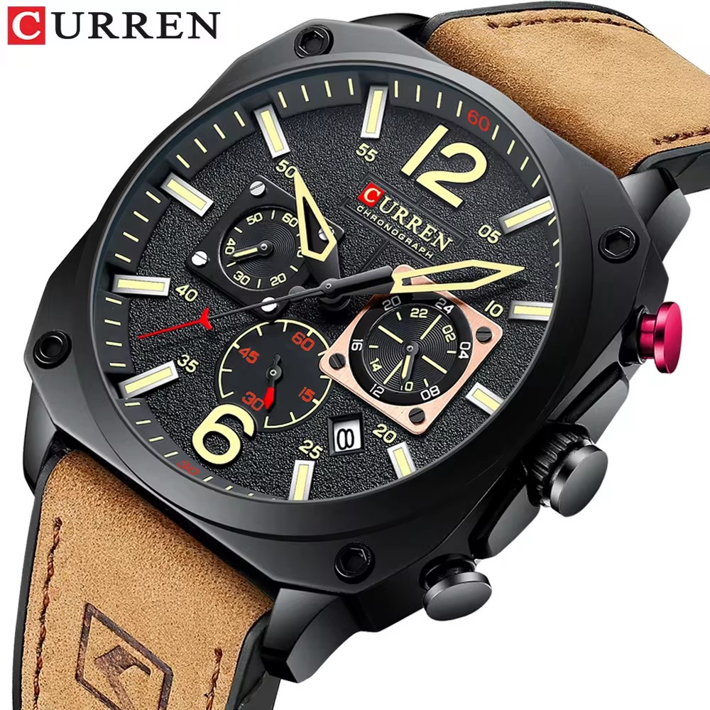 Curren Reloj  Square Dial Classic Chronograph Quartz Watch